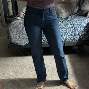 Abercrombie & Fitch Dark Blue Mid Rise 90s Straight Leg Jeans